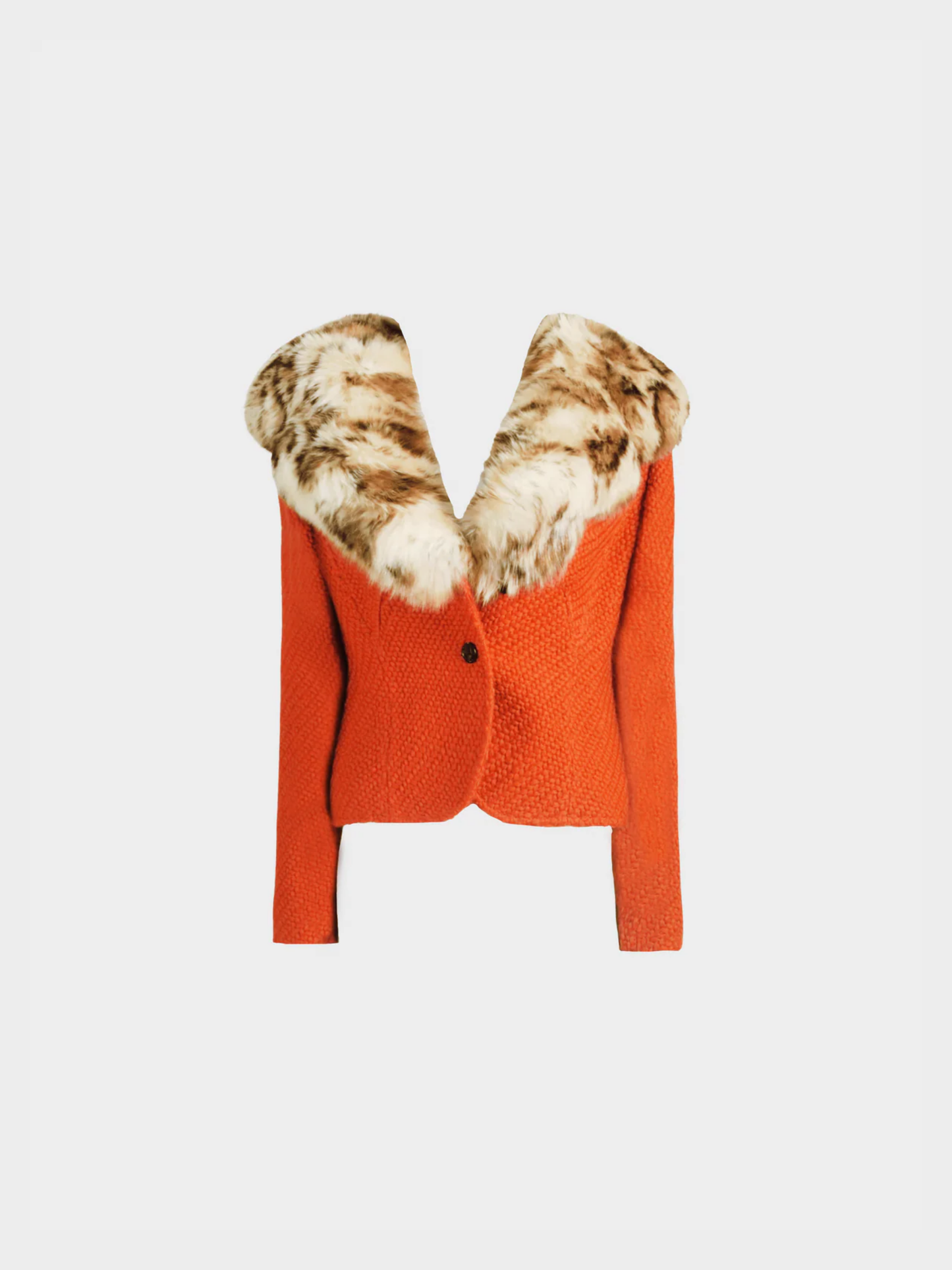 Valentino FW 2004 Haute Couture Runway Orange Tweed Cheetah Jacket