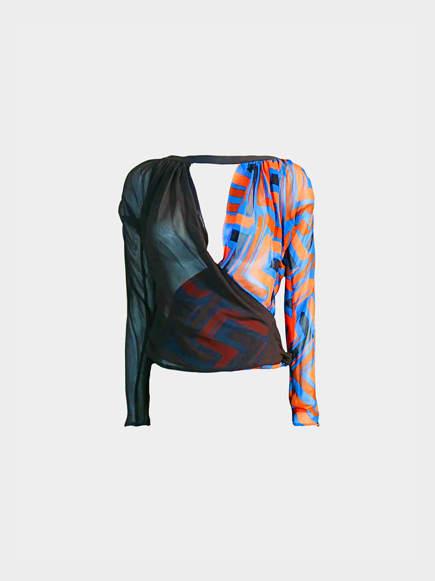 Versace SS 2001 Runway Bold Geometric Wrap Blouse