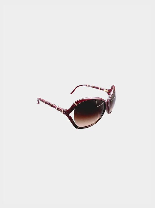 Gucci 2000s Brown Bamboo Frame Sunglasses