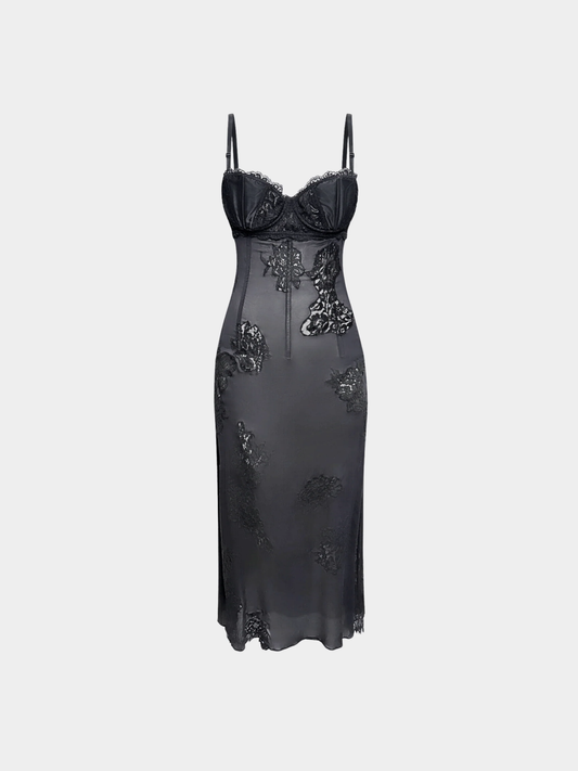 Dolce and Gabbana SS 2002 Runway Black Sheer Floral Dress