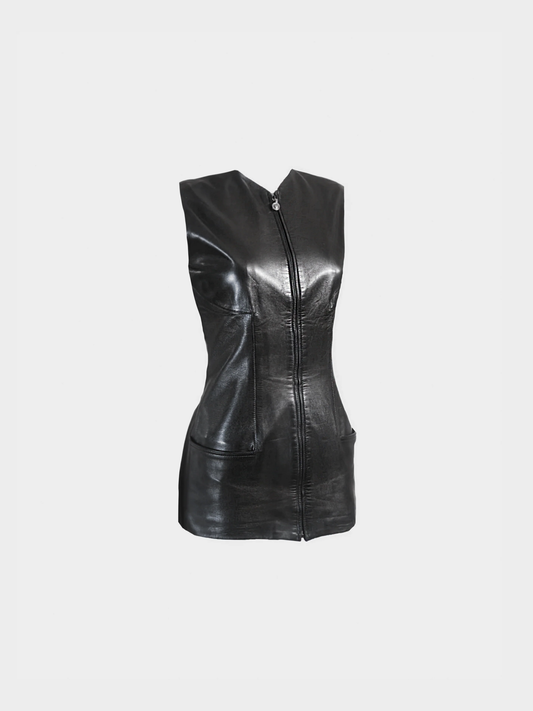 Gianni Versace 1990s Black Lambskin Leather Top