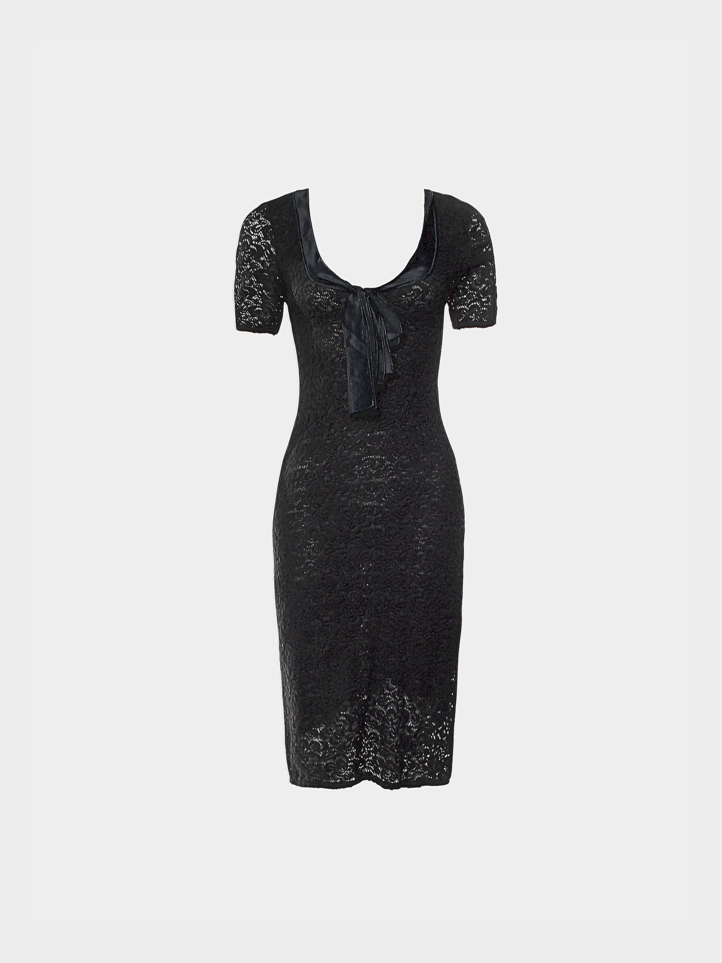 Dolce and Gabbana 2000s Black Lace Midi Pearl Dress