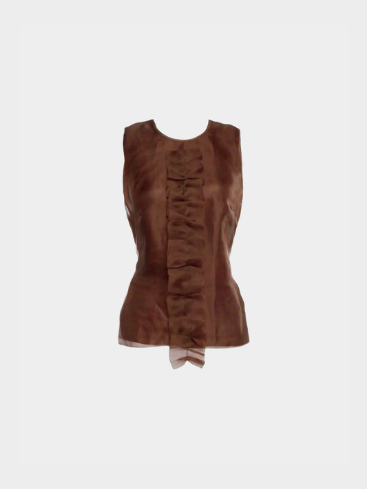 Prada SS 2002 Runway Brown Silk Sheer Top