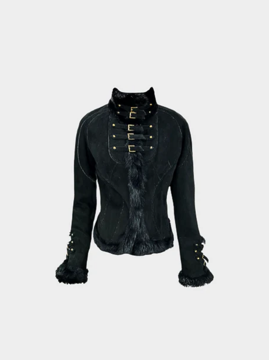 Roberto Cavalli FW 2004 Black Suede and Mink Jacket