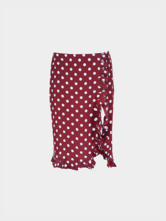 Prada SS 2000 Burgundy Polka Dot Skirt