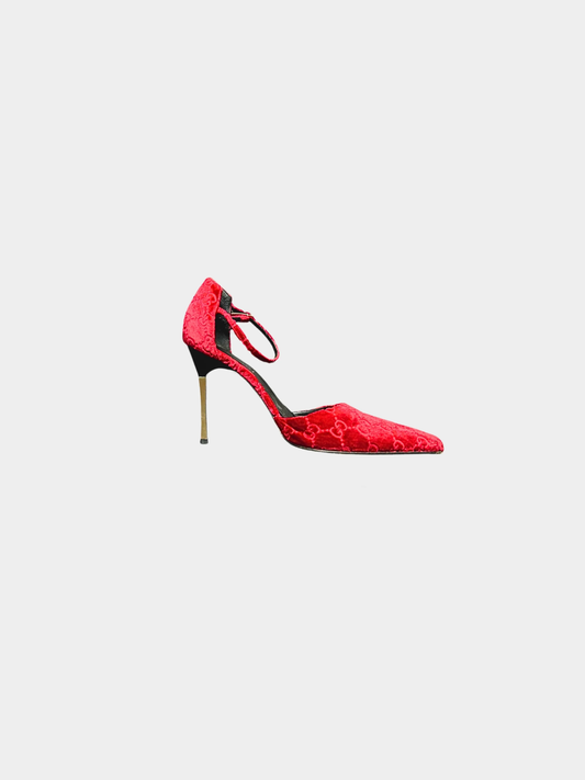 Gucci by Tom Ford FW 1997 Red GG Monogram Heels