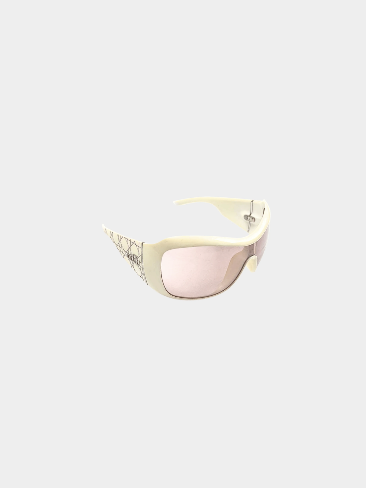 Christian Dior 2000s Cream Cannage Logo Rectangle Sunglasses