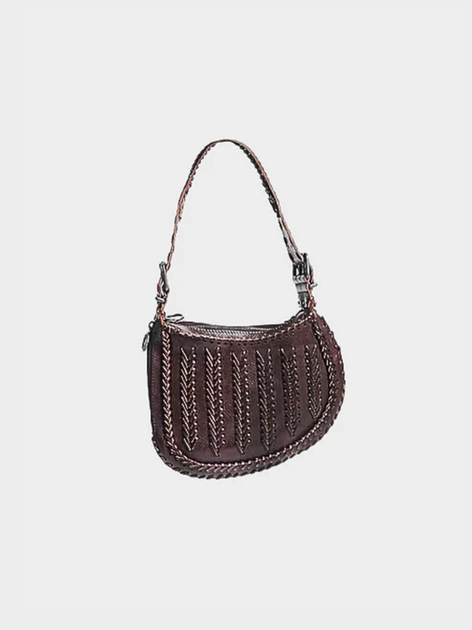 Fendi FW 2002 Brown Leather Oyster Bag