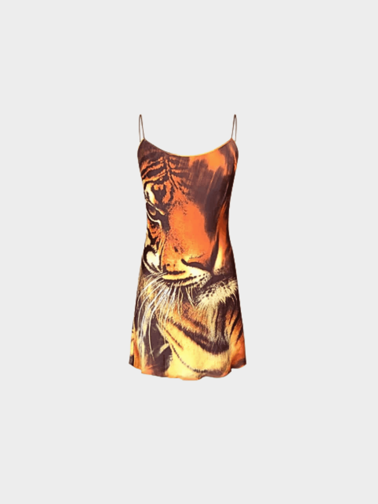 Roberto Cavalli FW 2000 Iconic Tiger Print Silk Mini Dress