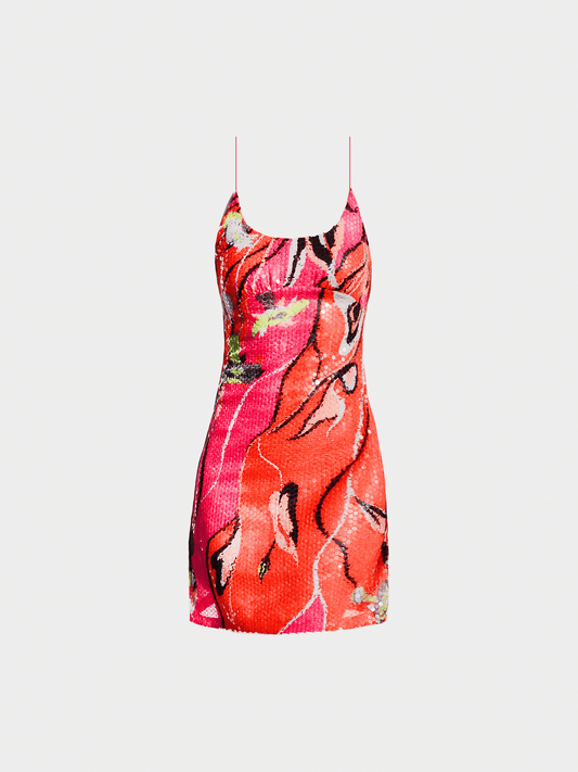 Emilio Pucci 1990s Pink Silk and Sequin Shift Dress