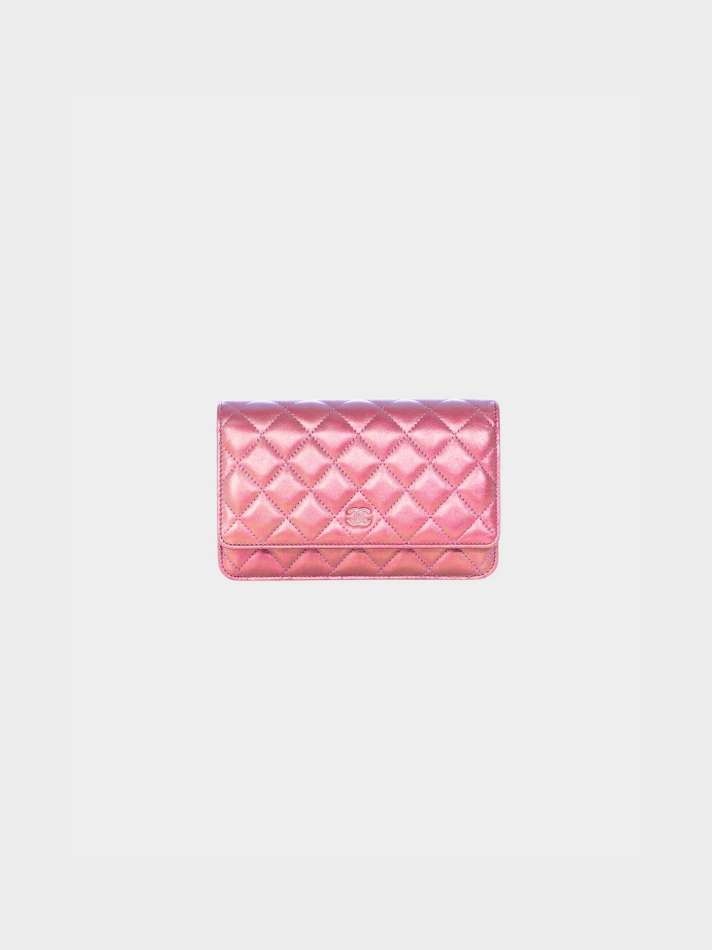 Chanel 2020 Iridescent Purple Quilted Lambskin Leather Mini WOC Clutch Bag