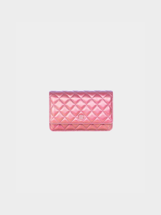 Chanel 2020 Iridescent Purple Quilted Lambskin Leather Mini WOC Clutch Bag