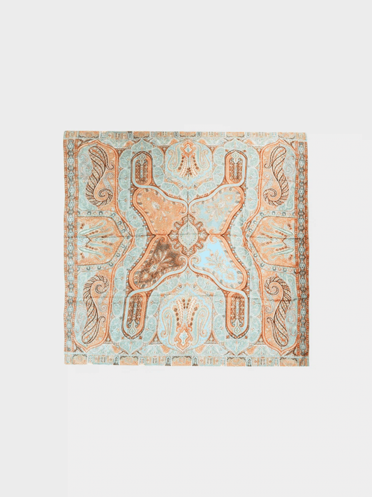 Etro 2000s Blue and Orange Paisley Scarf