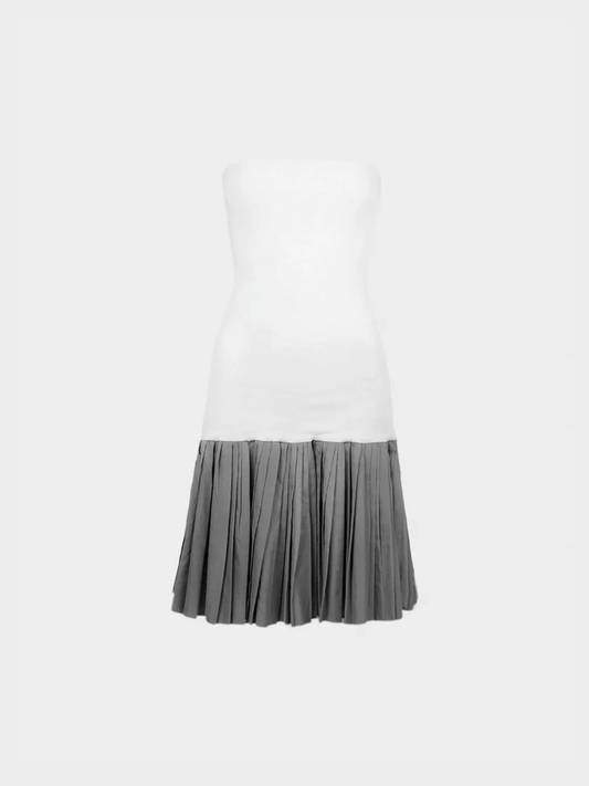 Miu Miu SS 2003 White and Grey Sleeveless Tube Mini Dress