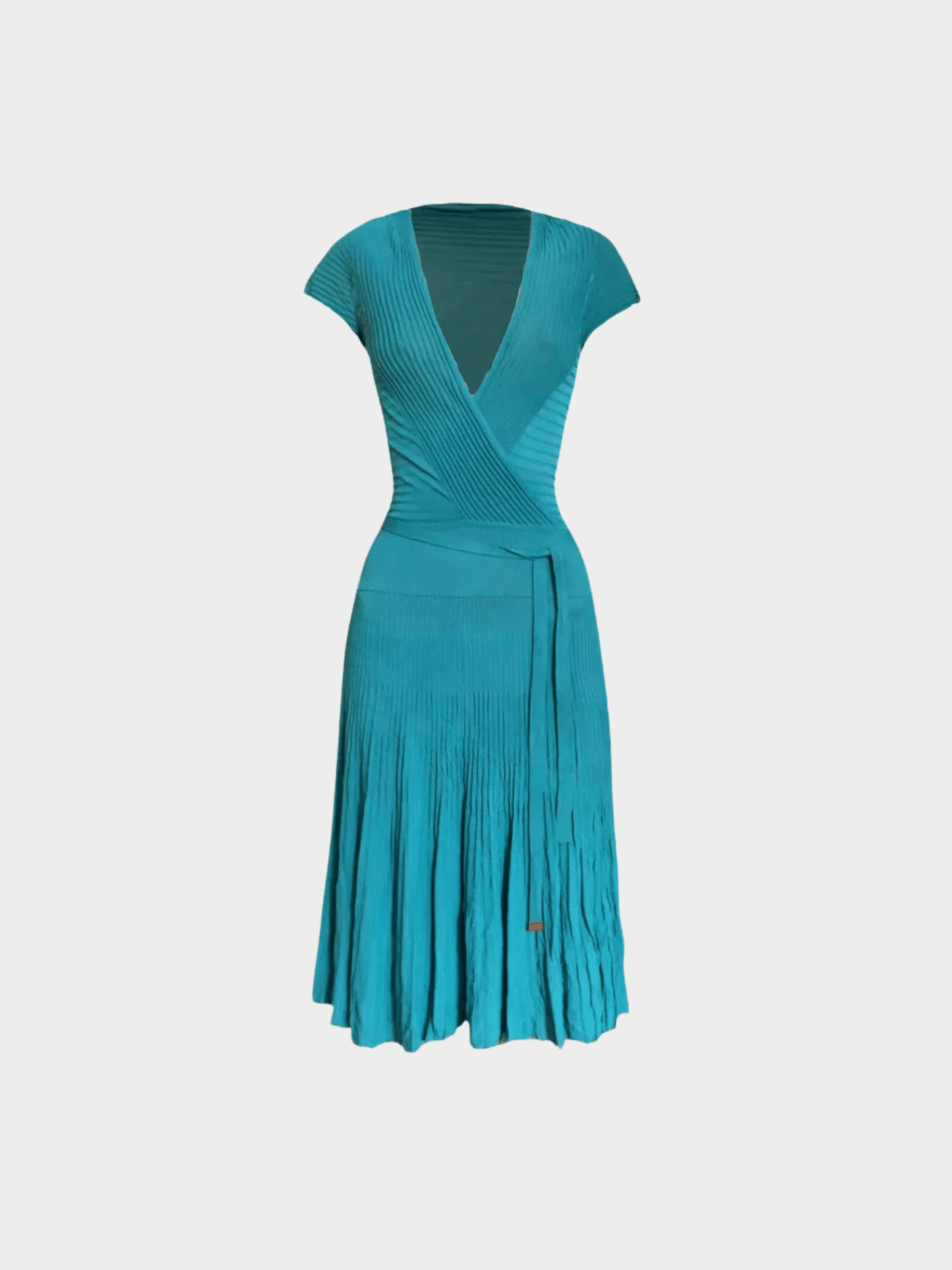 Gucci by Tom Ford 2000s Knit Wrap Teal Dress