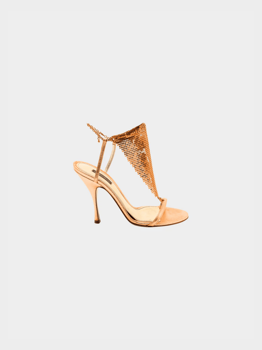 Dolce and Gabbana 2000s Gold Mesh Chainmail Heels