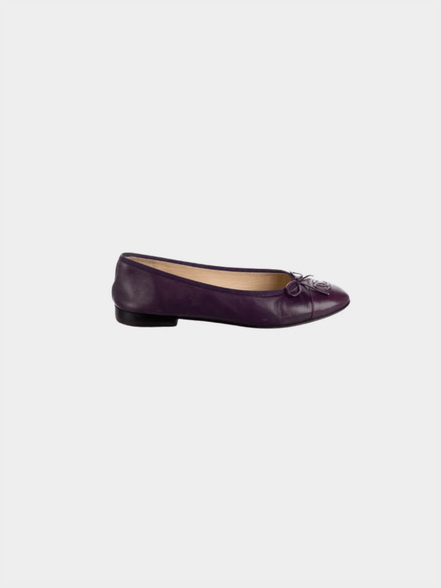 Chanel 2008 Deep Berry CC Interlocking Logo Ballet Flats