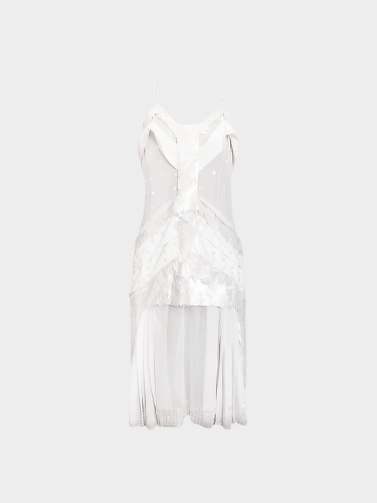 Roberto Cavalli 2000s Sheer White Embellished Cami Dress