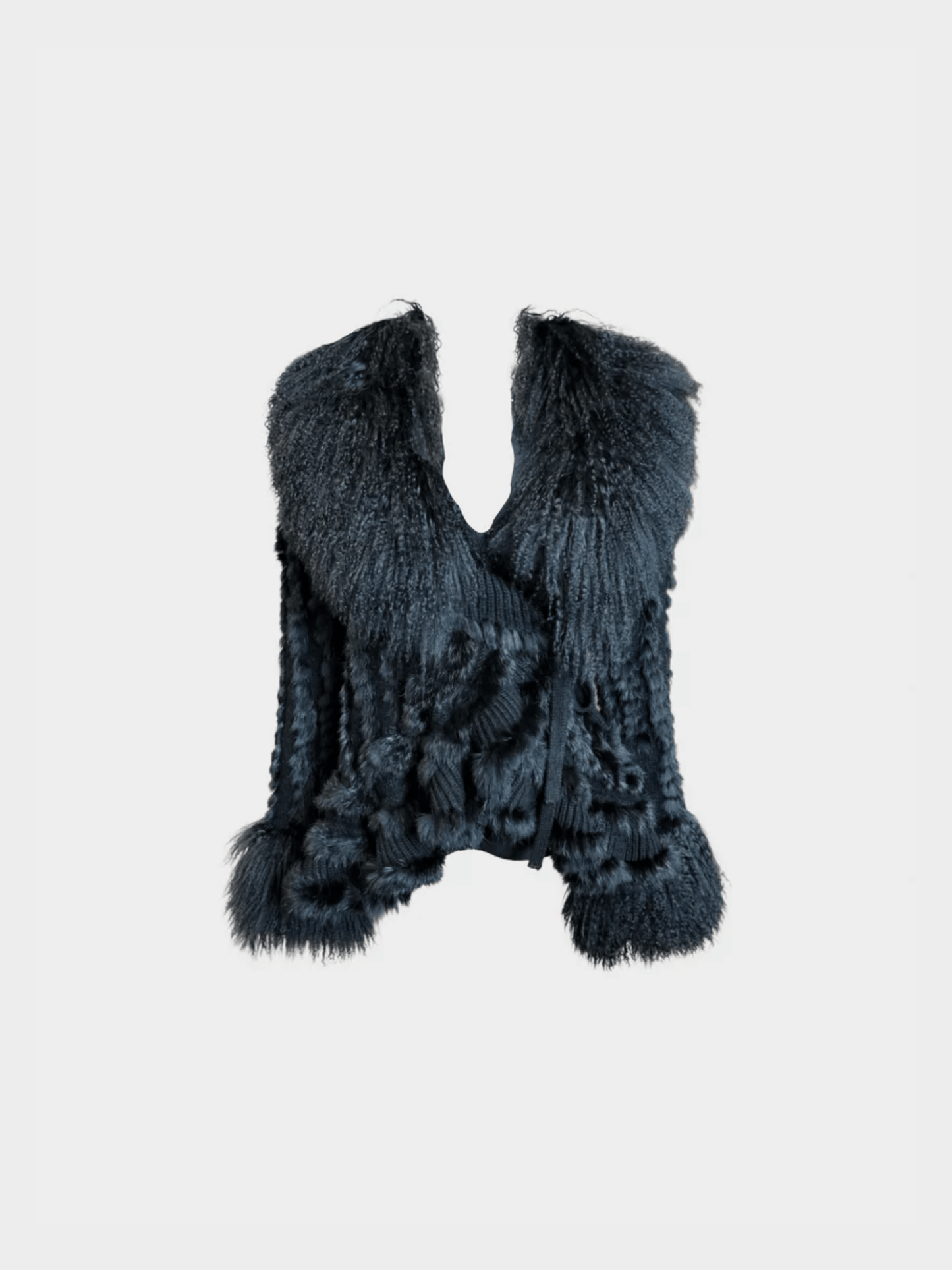 Dolce and Gabbana 2000s Black Fur Trim Cardigan Top