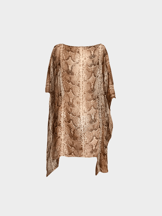 Yves Saint Laurent 2000s Rive Gauche Brown Snakeskin Poncho