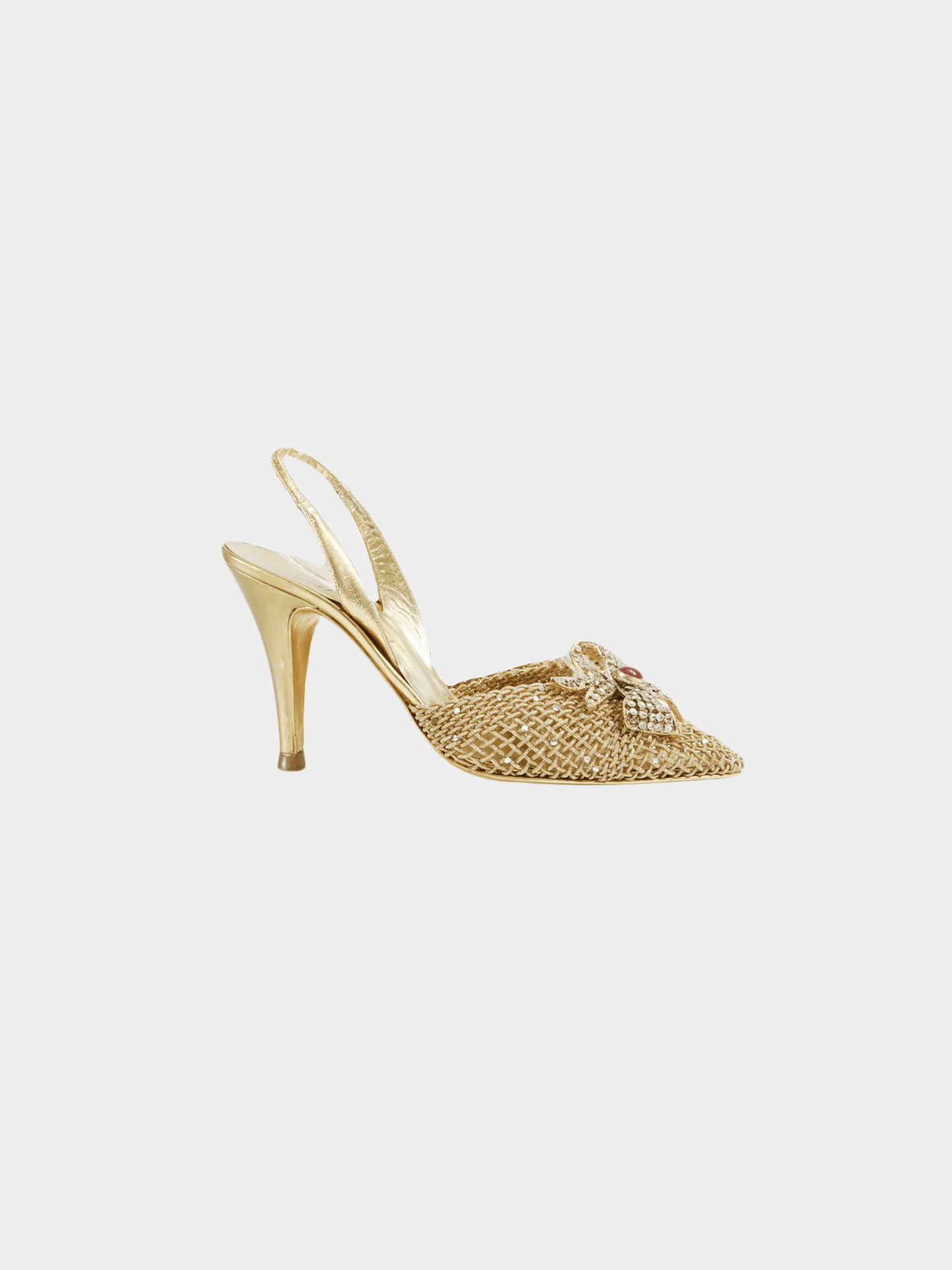 Chanel 2000s Rare Gold Mesh Slingback Heels