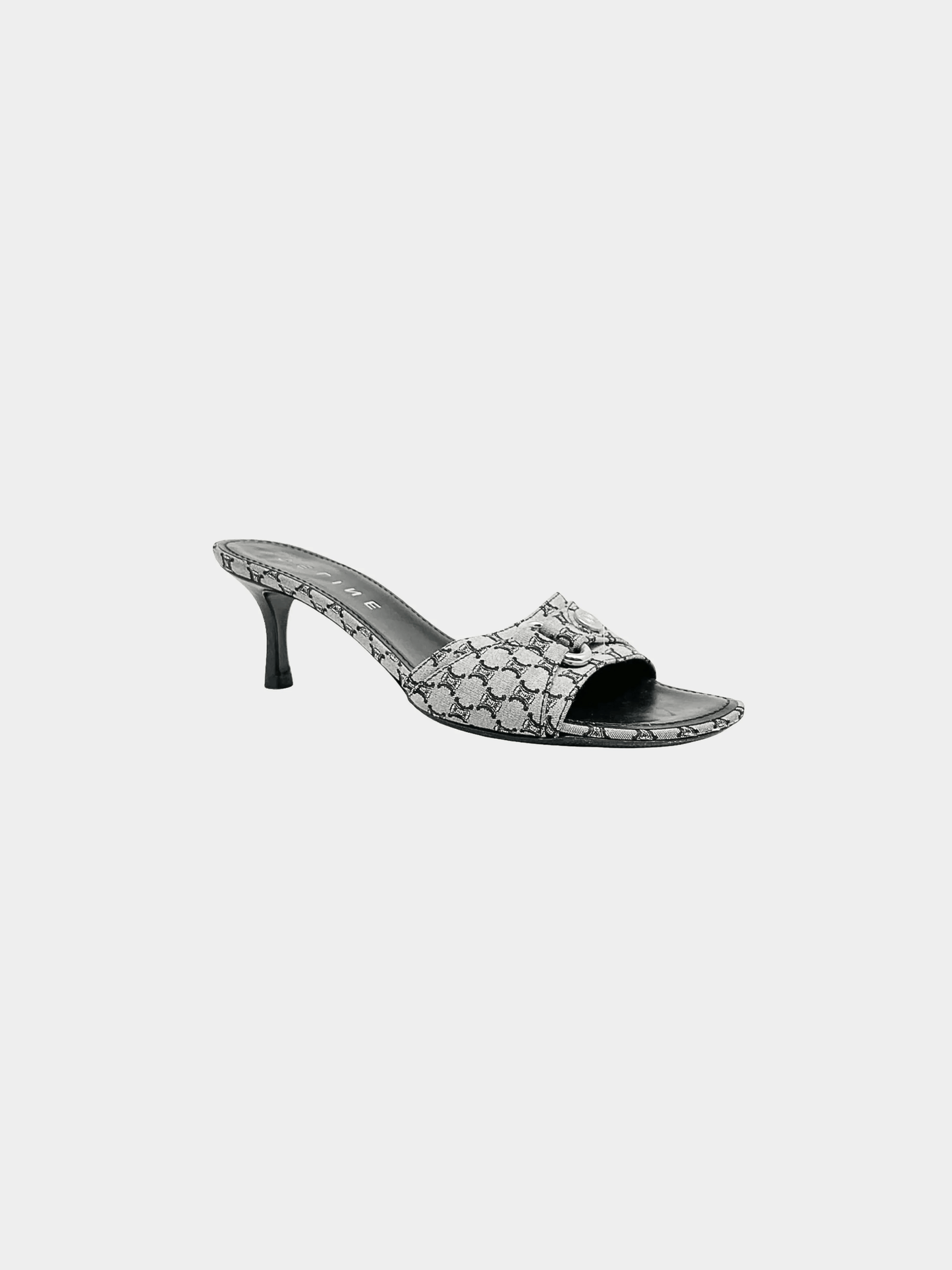 Celine 2000s Grey Canvas Macadam Mules