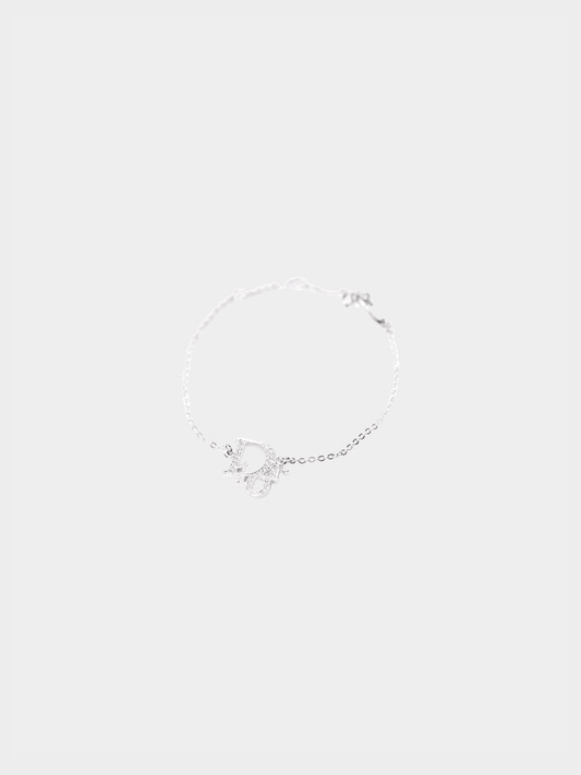 Christian Dior 2000s Silver-Tone Crystal-Embellished Chain Bracelet