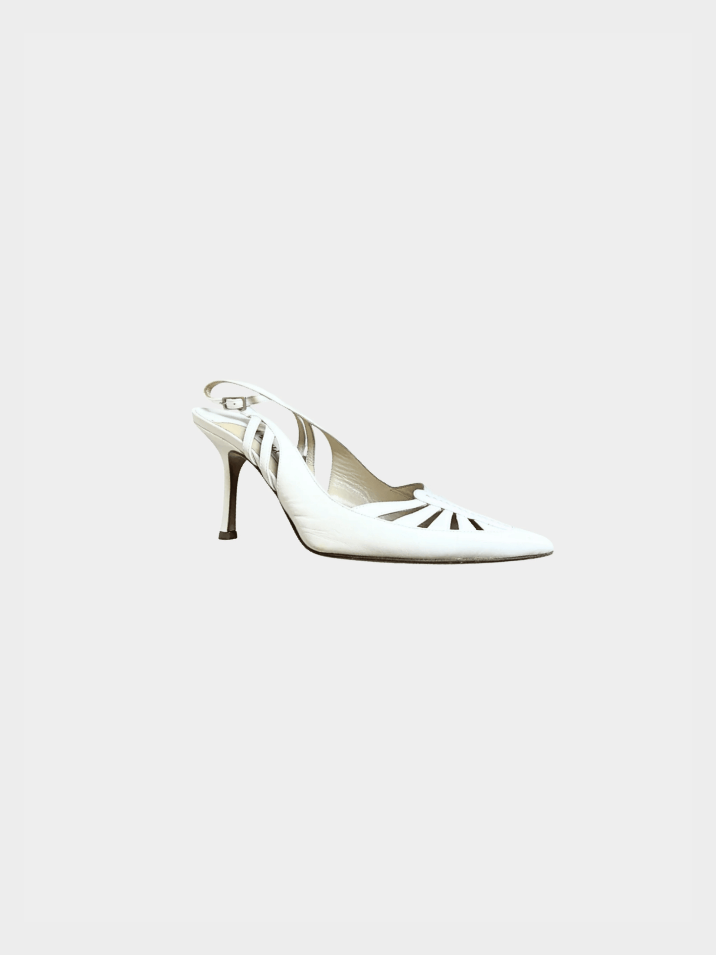 Jimmy Choo 2000s White Leather Slingback Mule Heels