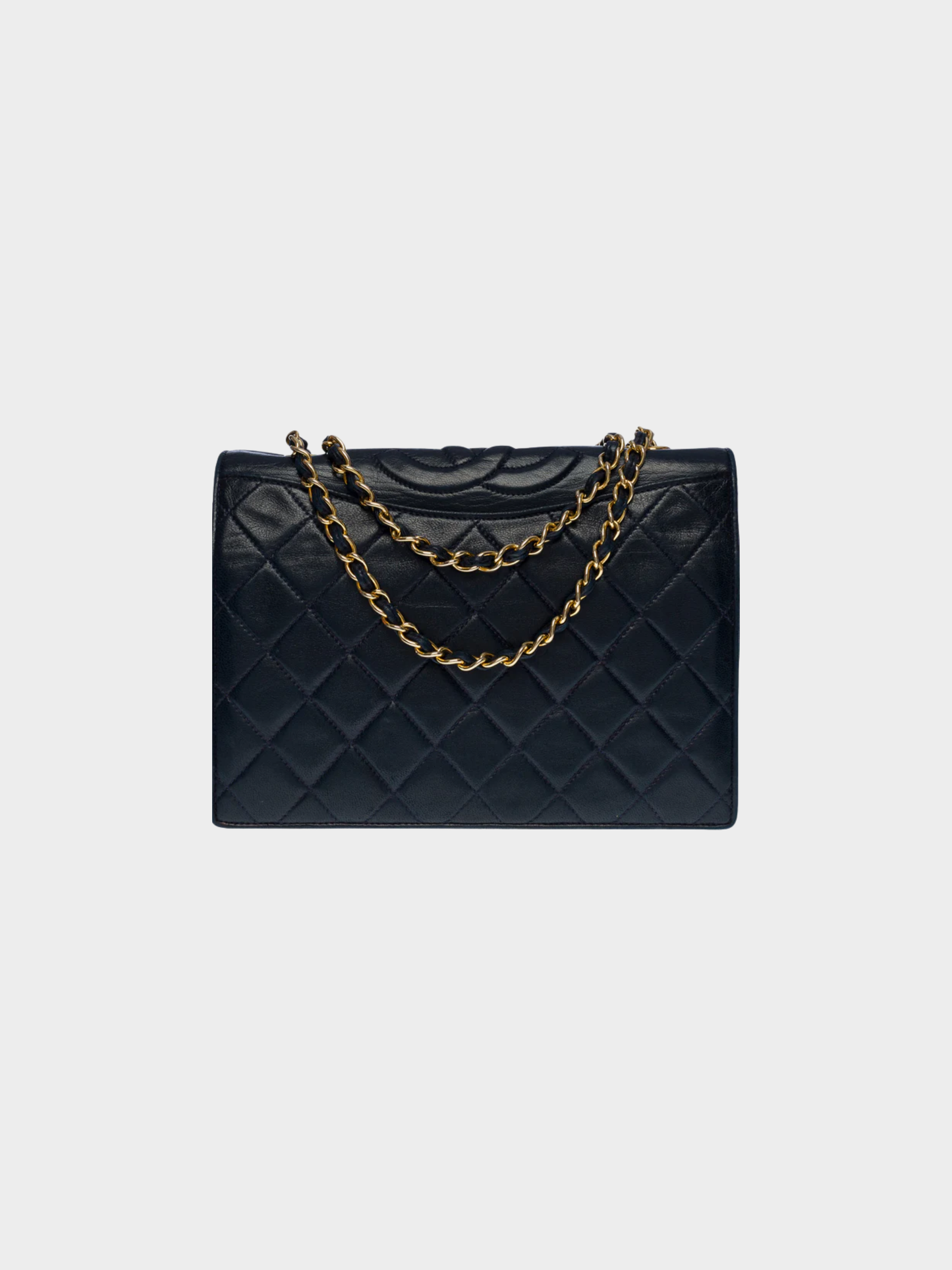 Chanel 1990s Navy Leather Full Flap Handbag