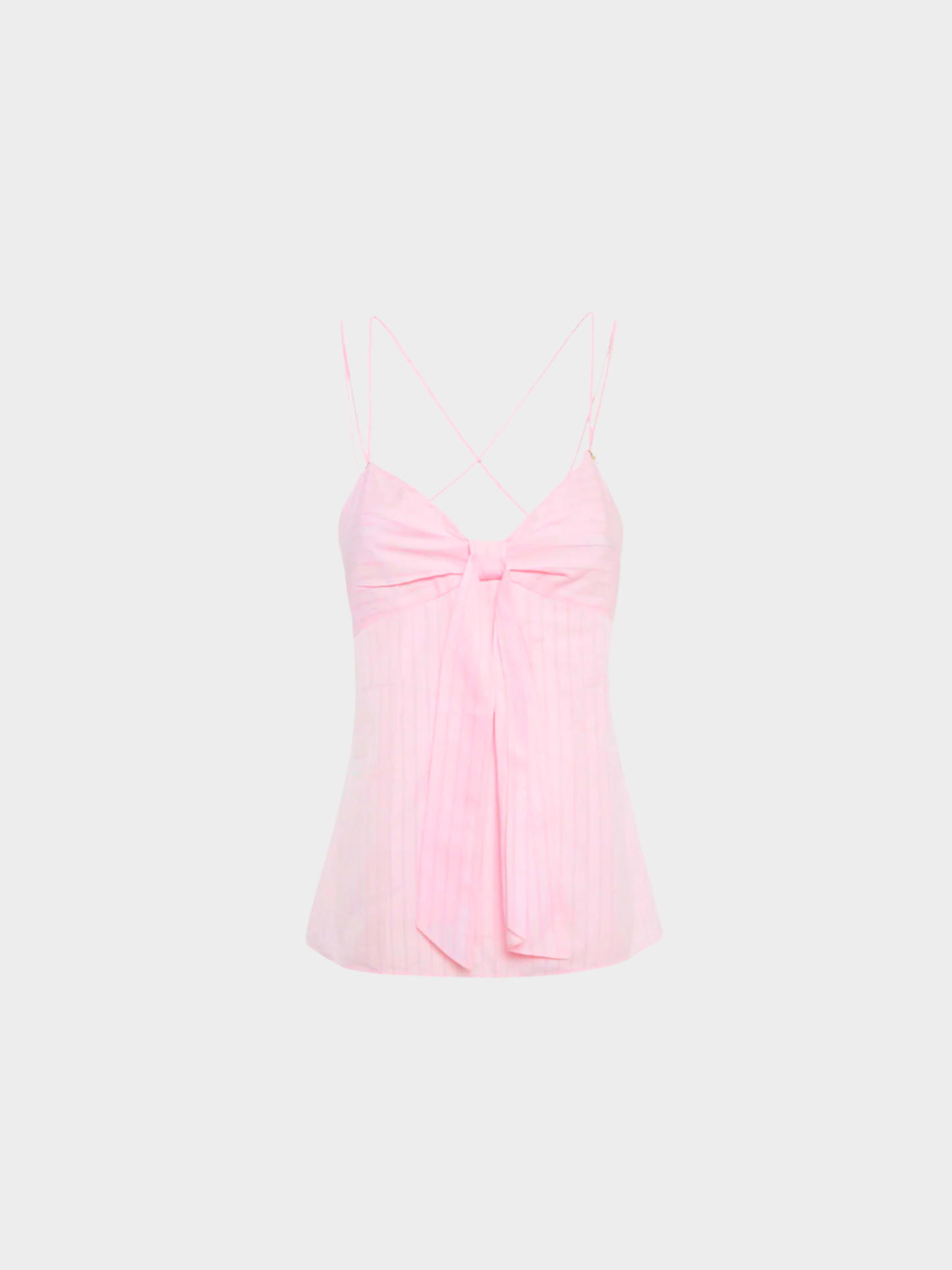 Chanel SS 2023 Pink Stripe Pattern Cotton Blend Knotted Cami Top
