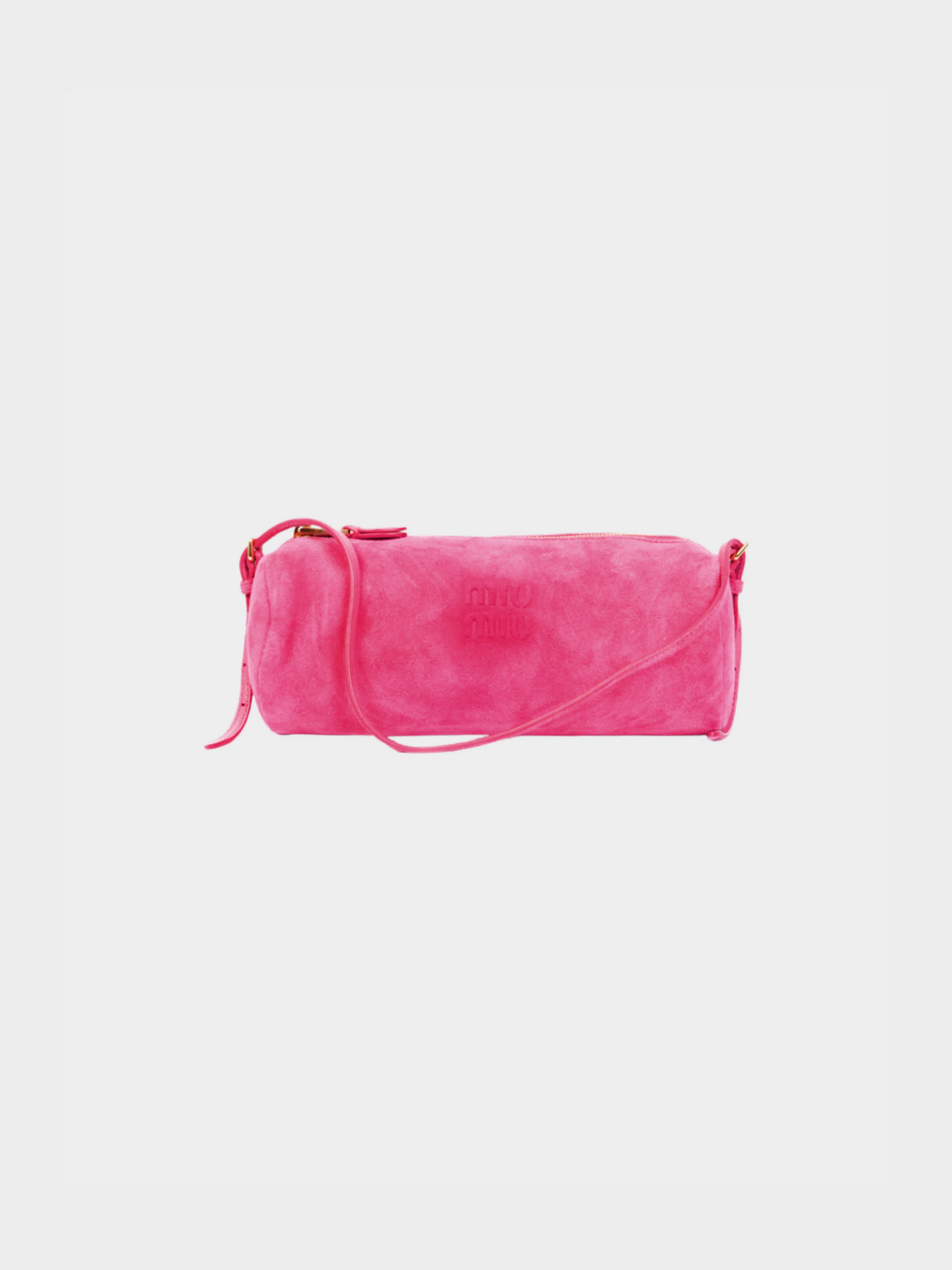 Miu Miu 2025 Pink Suede Logo-Embossed Pochette