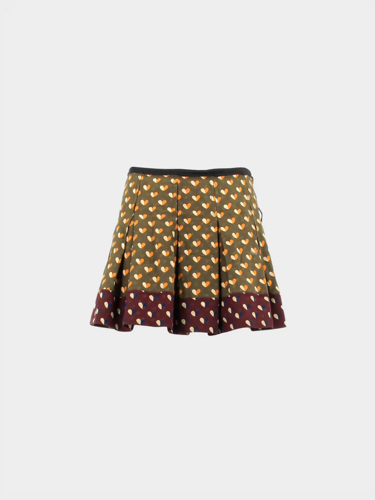 Louis Vuitton 2000s Multicolor Heart Printed Silk Pleated Mini Skirt