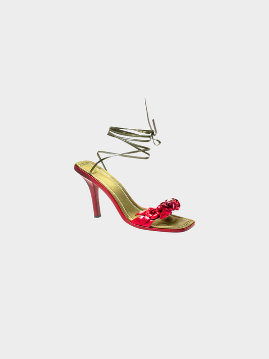 Valentino FW 1999 Rose Ankle Wrap Sandal Heels