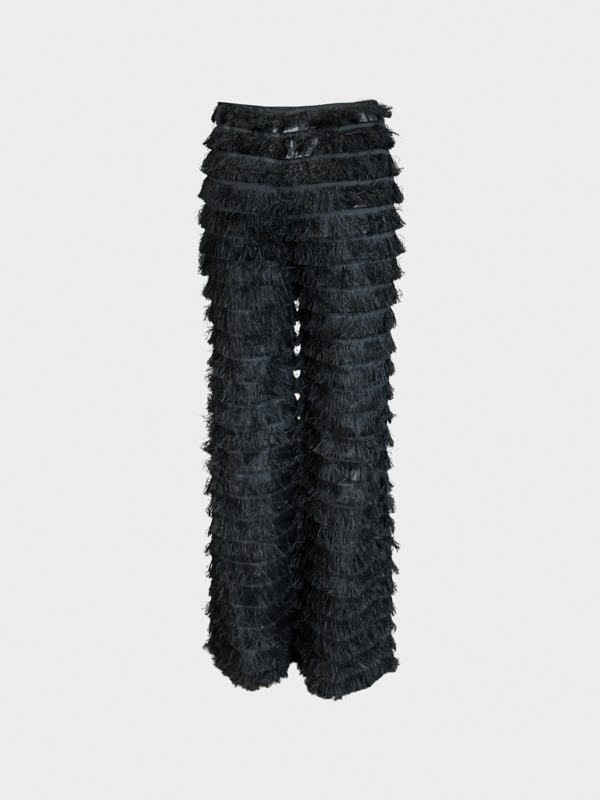 Alberta Ferretti 2010s Black Fringe Detailed Trousers