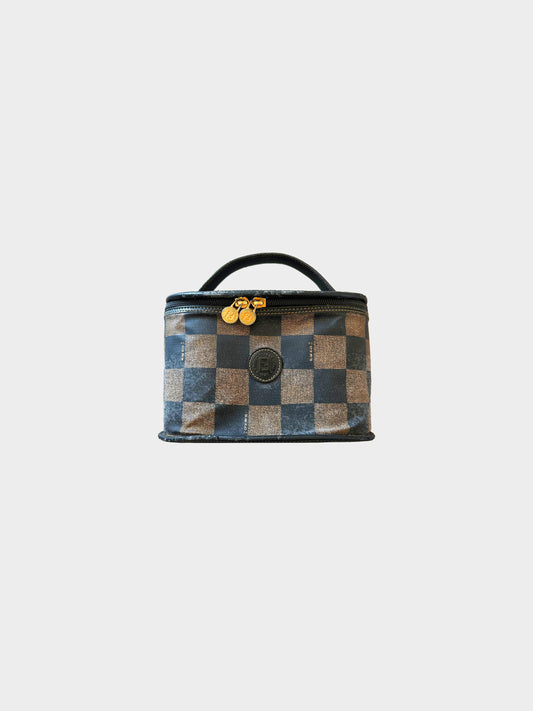 Fendi 1990s Pecan Chess Pattern Vanity Bag