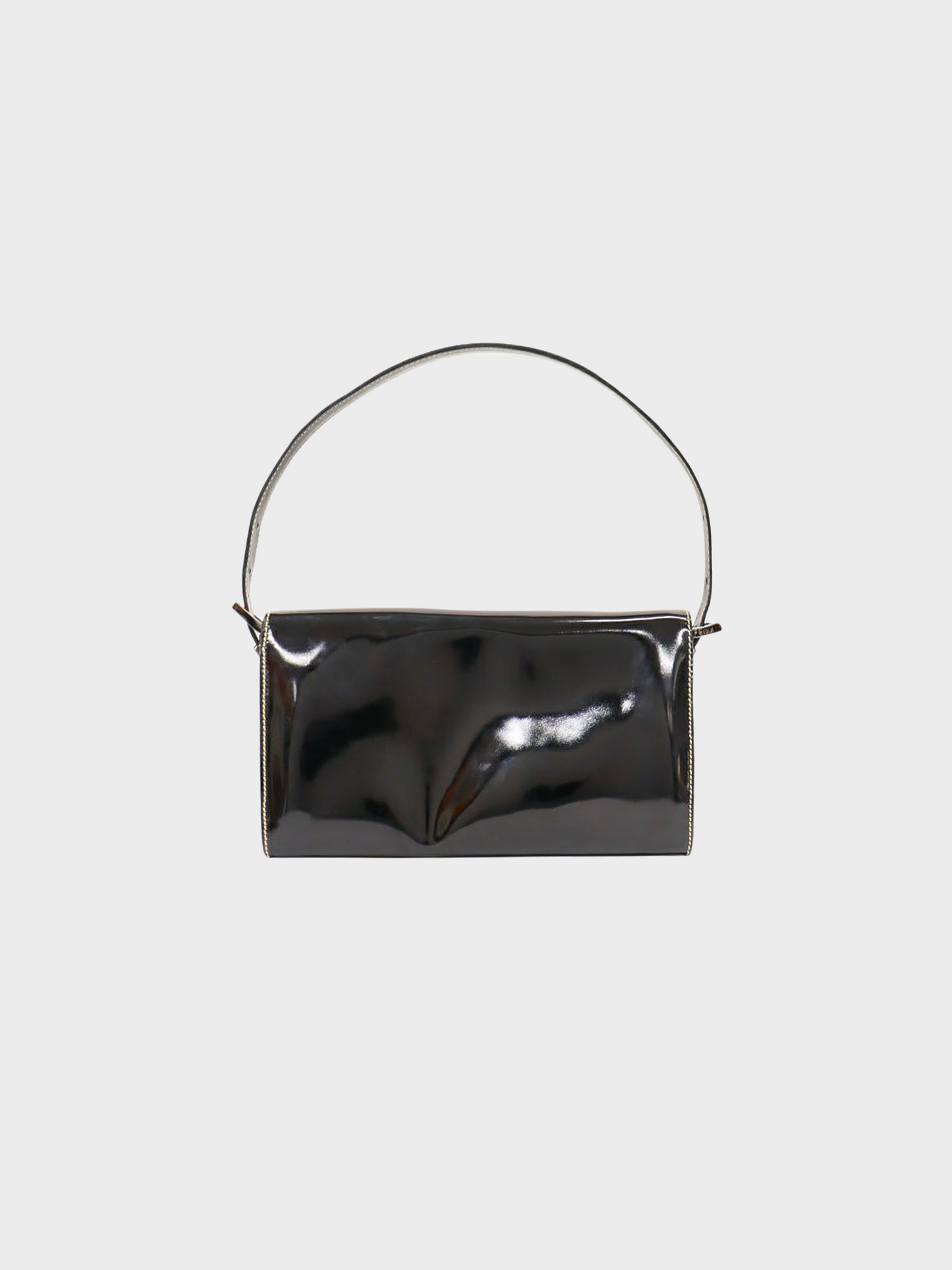 Fendi 2000s Black Patent Leather Baguette Bag