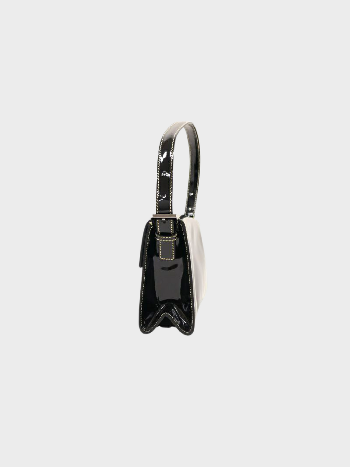 Fendi 2000s Black Patent Leather Baguette Bag