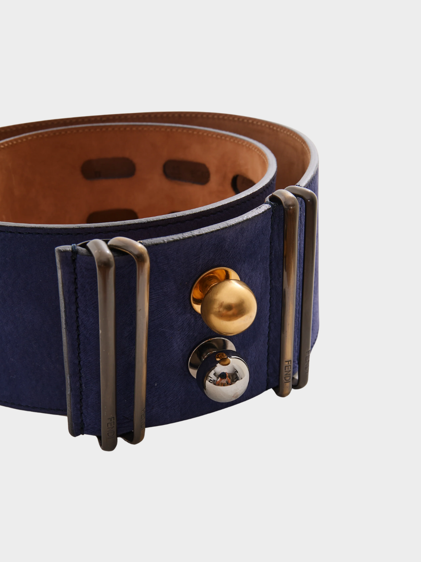 Fendi 2000s Blue and Gold Belt