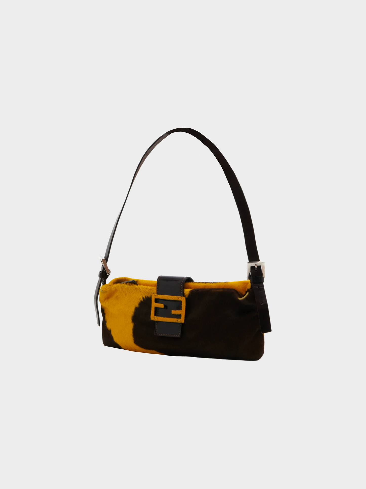 Fendi 2000s Cow Print Calfskin Crossbody Bag in Yellow & Brown