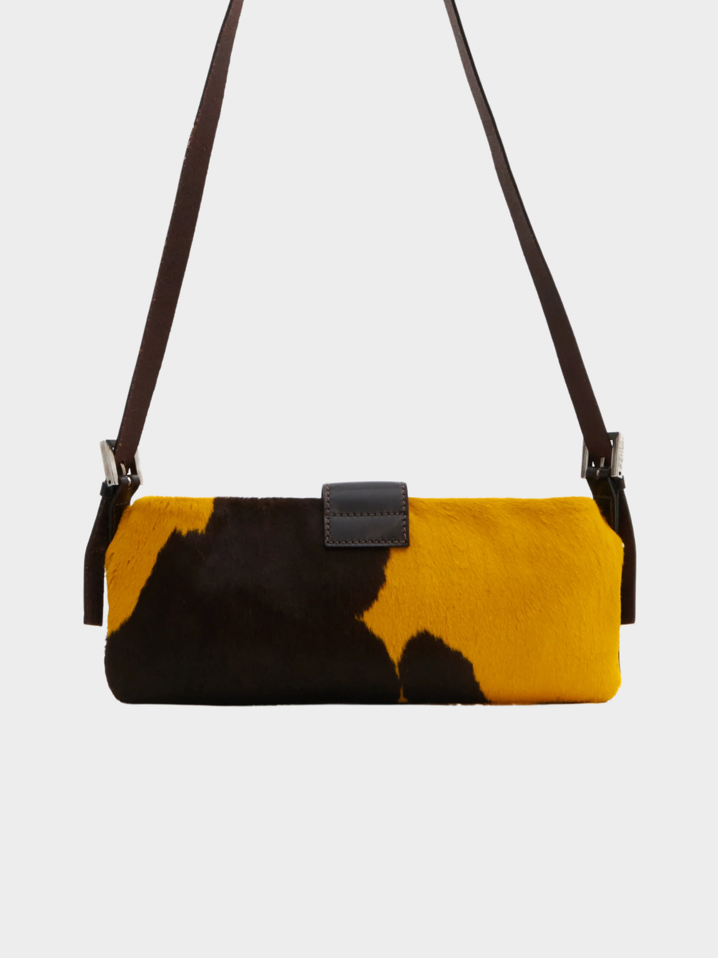 Fendi 2000s Cow Print Calfskin Crossbody Bag in Yellow & Brown