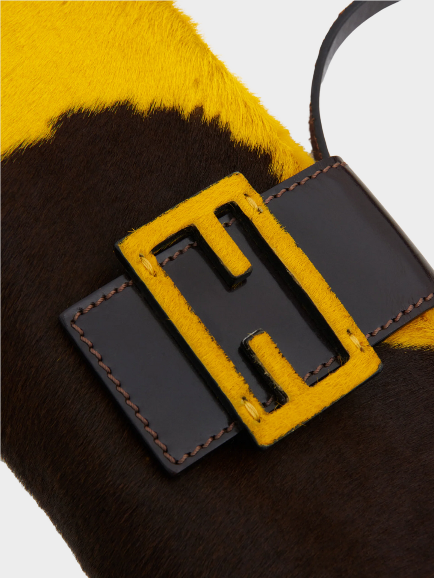 Fendi 2000s Cow Print Calfskin Crossbody Bag in Yellow & Brown