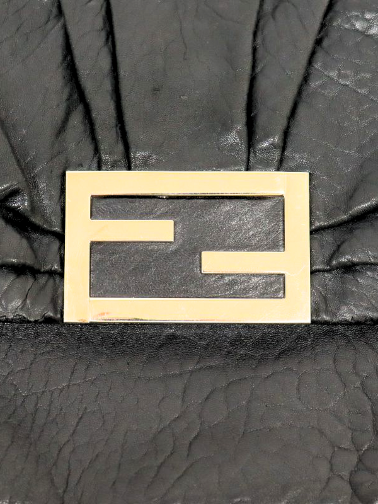 Fendi 2010s Black Leather Chain Shoulder Bag