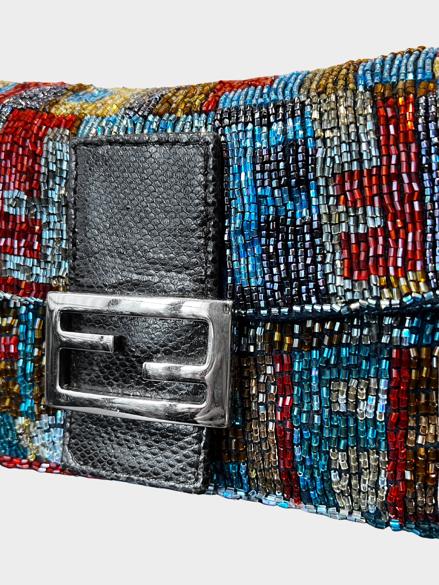 Fendi 2000s Multicolor Beaded Embroidered Baguette