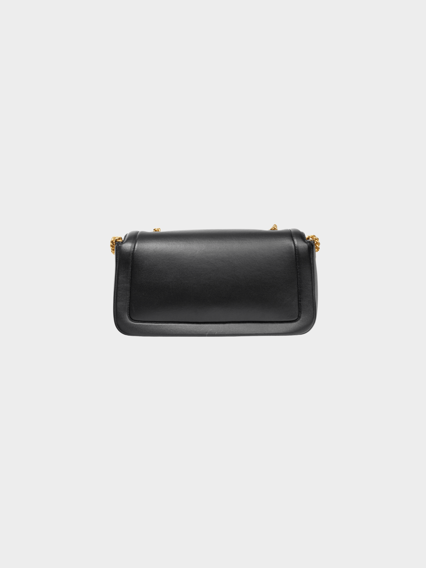 Fendi 2010s Black Baguette Nappa Leather FF Flap Bag