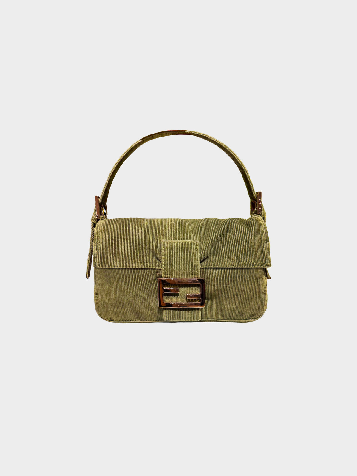 Fendi 2000s Olive Green Corduroy Baguette
