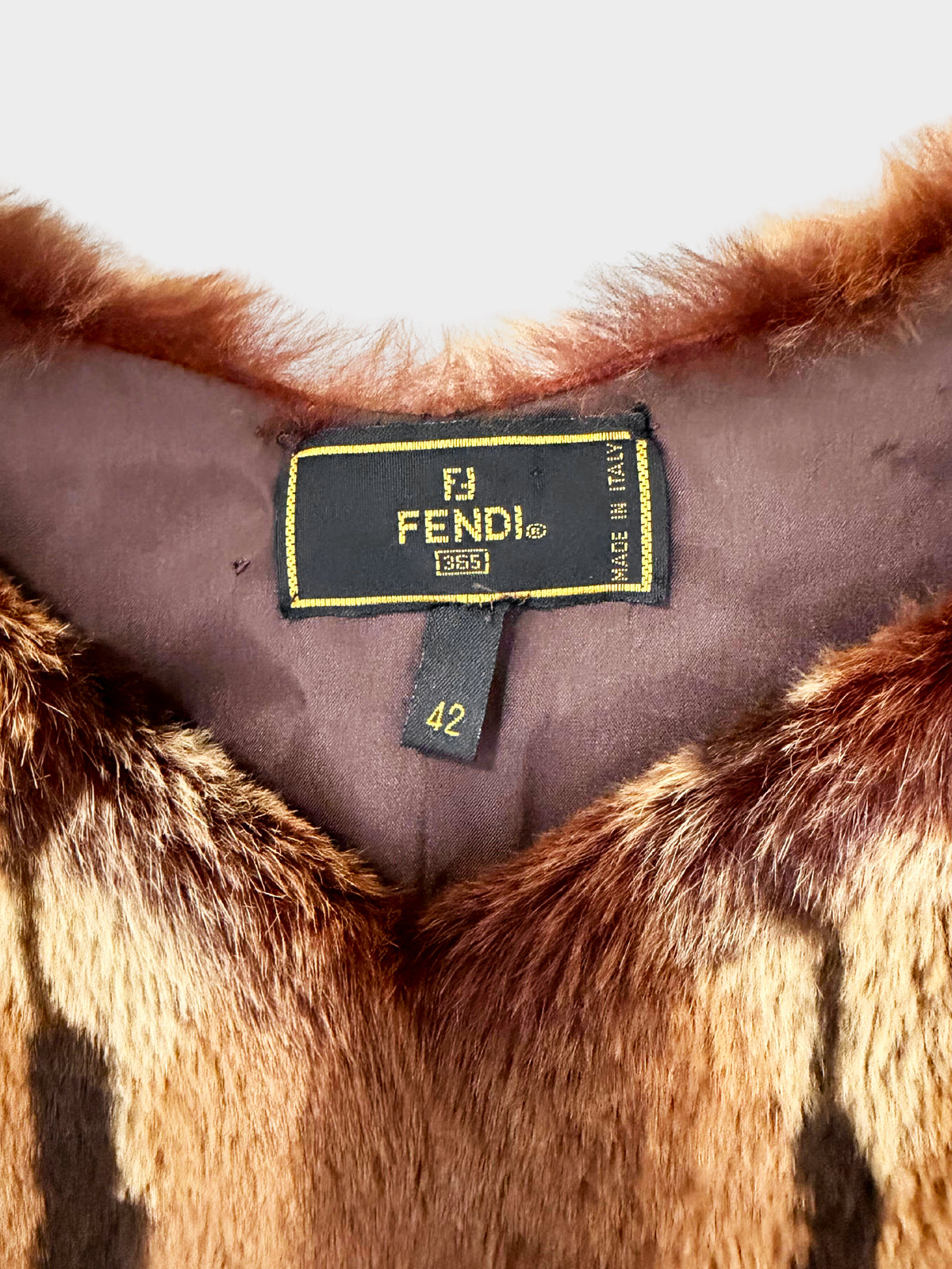 Fendi 1990s Brown Animal Pattern Fur Tank Top