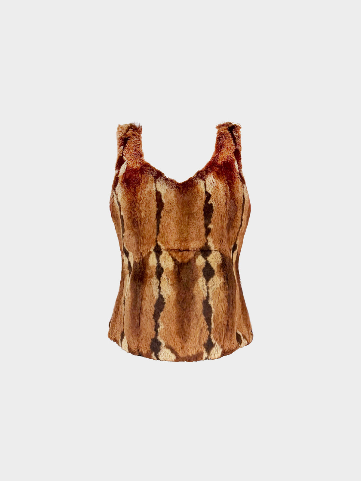 Fendi 1990s Brown Animal Pattern Fur Tank Top