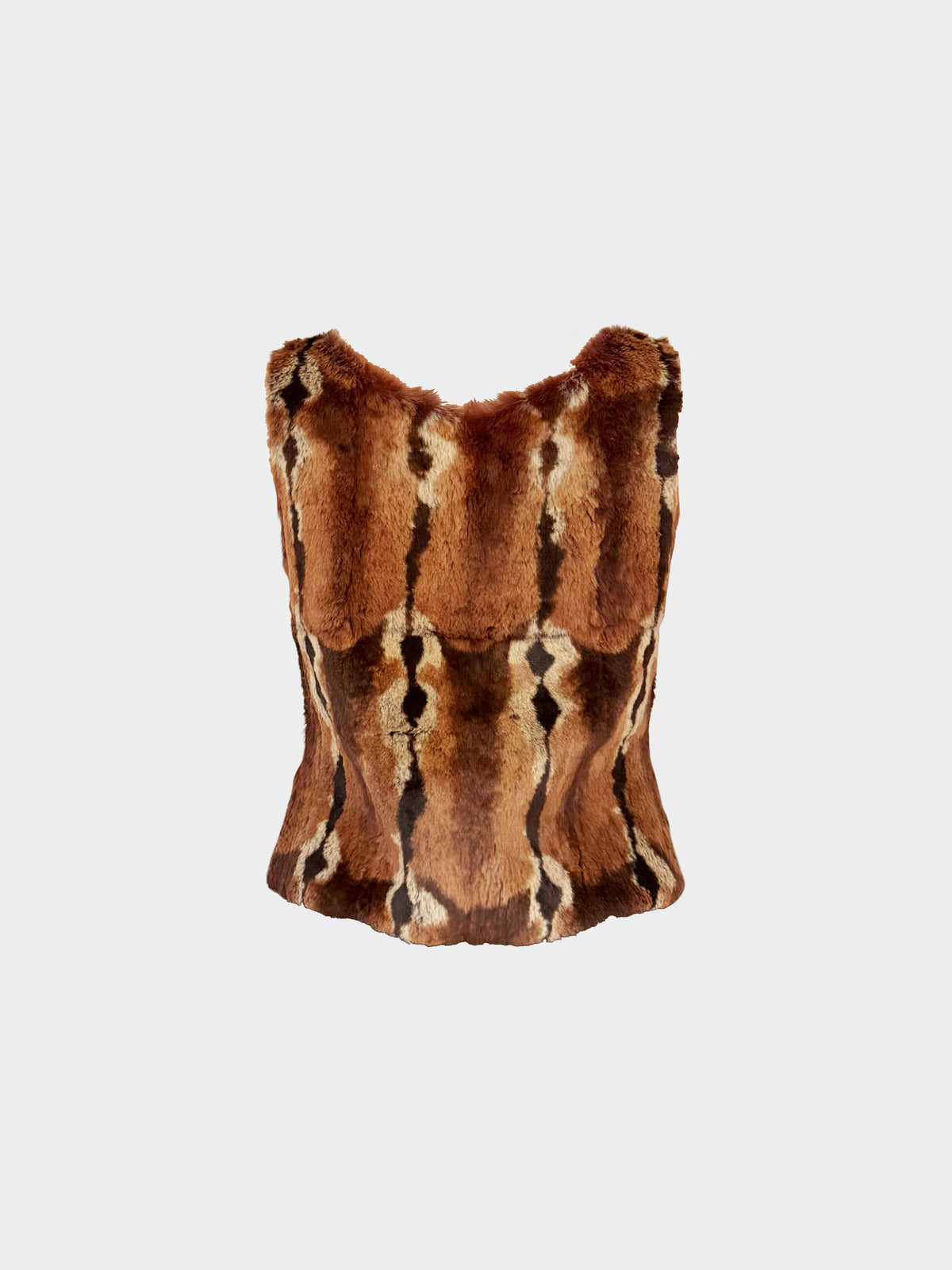 Fendi 1990s Brown Animal Pattern Fur Tank Top