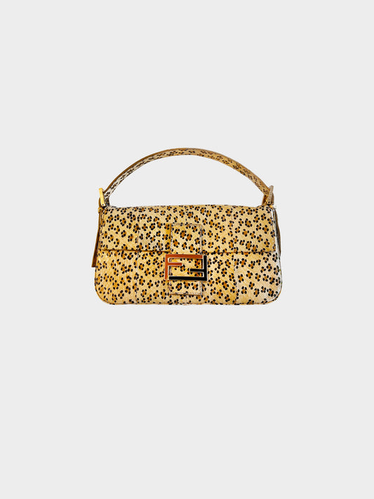 Fendi 2000s Leopard Print Python Baguette Bag