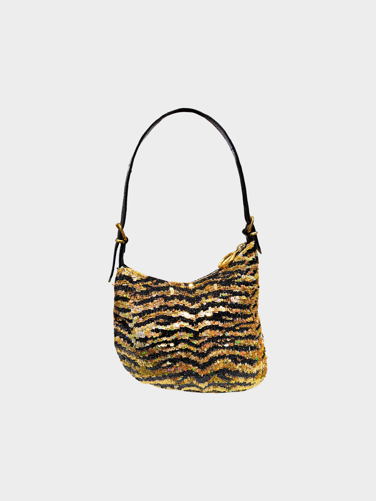 Fendi 2003 Floral and Animal Print Sequin and Beads Oyster Bag